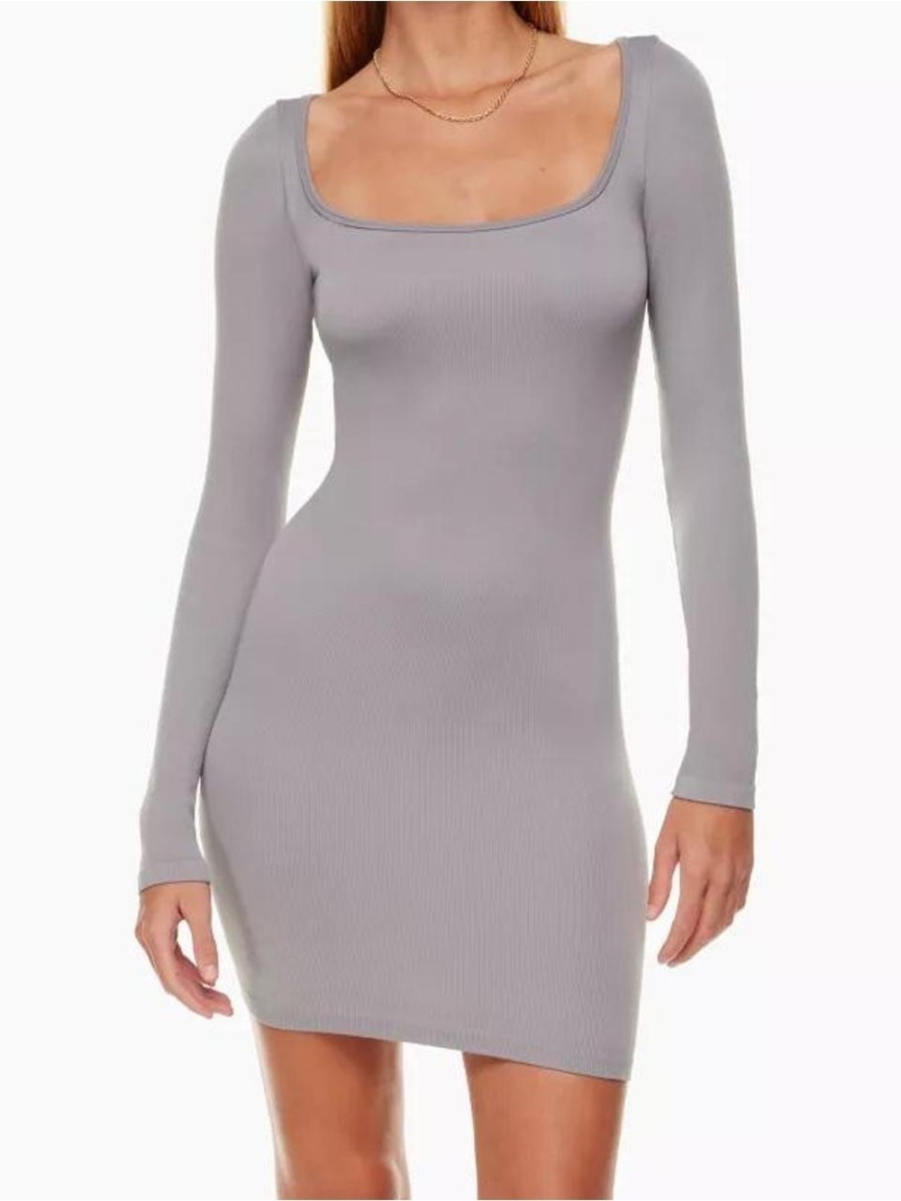 Aritzia Sunday Best Delta SinchSeamless Gray Long Sleeve Dress